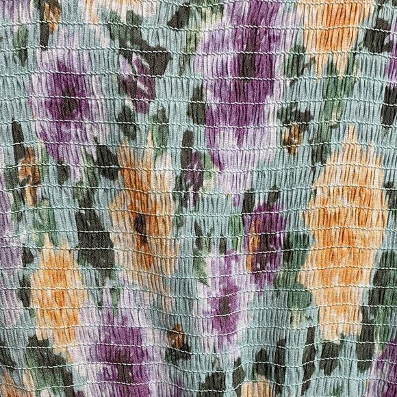 Anthropologie By the River Green Floral Smocked Flutter Sleeve Maxi Dress Size M - Picture 5 of 12